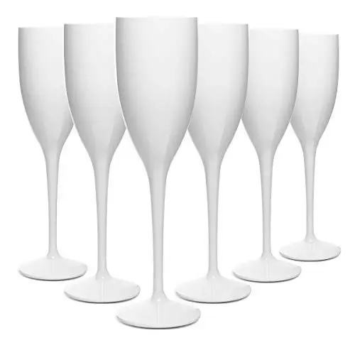 Produktbild: RBDRINKS RB Sektglas Weiß Premium-Kunststoff Unzerbrechlich Wiederverwendbar 15cl, 6 Stück