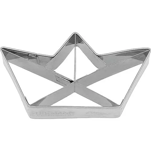 Produktbild: RBV Birkmann Birkmann Papierboot Ausstechform zum Ausstechen und Dekorieren von Plätzchen, Marzipan und Fondant, Edelstahl, spühlmaschinengeeignet, Größe: 7,5 cm, 199361, Silber