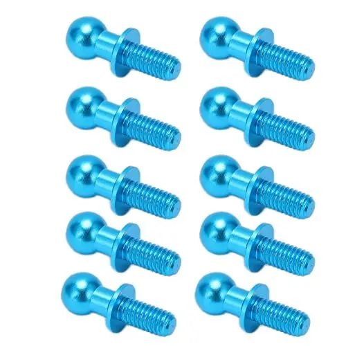 Produktbild: RC Kugelkopf Link Spurstange, 10 Stück Metallschraube Link Stange Stoßdämpfer Ende Kugelbolzen Ersatz für Tamiya TT01 TT02 RC Auto Truck(Blau) Automodell Spielzeug