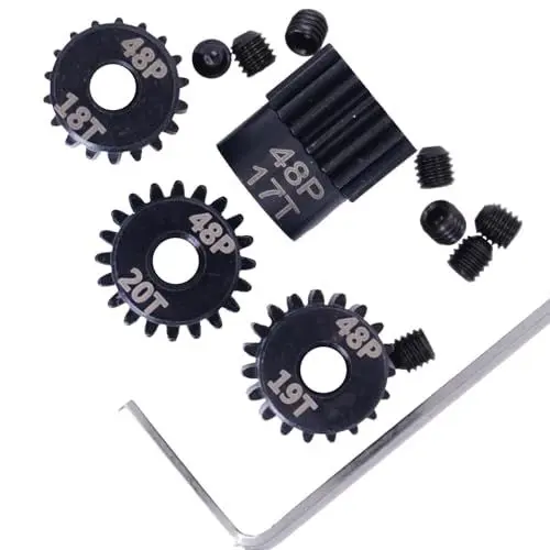 Produktbild: Generic RC Motor Pinion Set 48P 3,175mm Bohrung 17T 18T 19T 20T Mit Innensechskantschlüssel