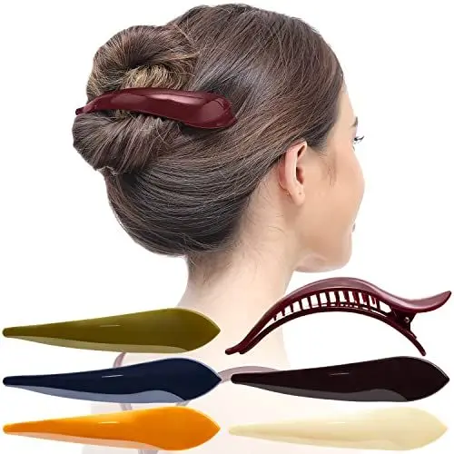 Produktbild: RC ROCHE 6 Stück Entenschnabel Haarspange Krokodil für Damen Mädchen Bogen Geschwungen Haarklammer Alligator Starker Halt Professionelles Styling, Groß Klassisch Multifarben