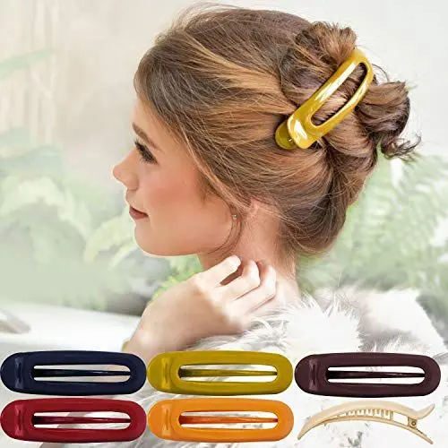 Produktbild: RC ROCHE 6 Stück Entenschnabel Französisch Haarspange für Damen Haarklammer Ovale Hairpin Mode Eiförmig Fester Halt Stylisch mit Pin Halterung, Medium Klassisch Multifarben