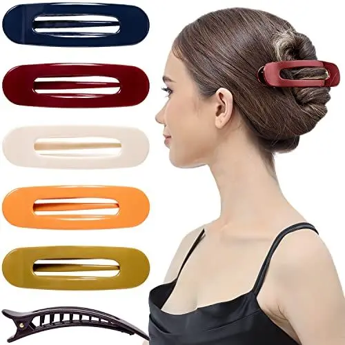 Produktbild: RC ROCHE 6 Stück Libellenspange Flach Haarspange Haarklammer für Damen Ovale Starker Halt Mädchen Clip, Medium Klassisch Multifarben