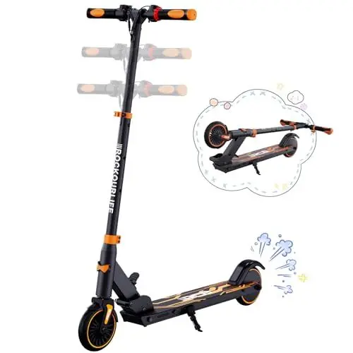 Produktbild: RCB R15 E-Scooter Kinder (8-12-16 Jahre) - bis zu 20 Km/h, Max. Reichweite 16Km, Elektroroller Faltbar für Kinder, Geschenk für Kinder und Jugendliche（Schwarz-Orange）