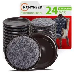 Produktbild: RCHYFEED Wiederverwendbare Möbelgleiter, 24 Stück Möbelpads für Hartholzböden, Stuhlbein-Bodenschoner, 42 mm Multi-Surface Möbelgleiter, Möbel Bewegen Pads für Glatte Böden (Rund)