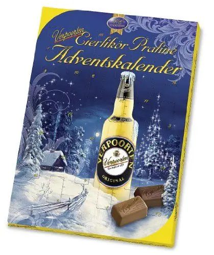 Produktbild: RCP Verpoorten Adventskalender Wintertraum – 1 x 240 g – Gefüllte Zartbitter- und Vollmilch-Schokoladen-Pralinen mit Eierlikörfüllung