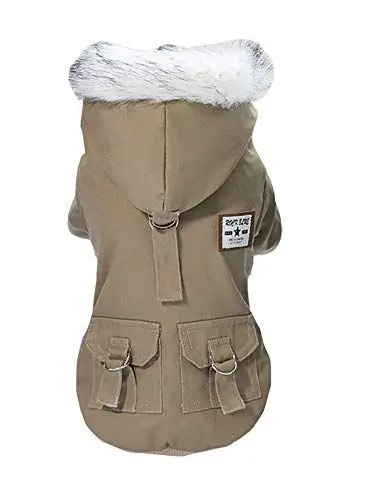 Produktbild: Rdc Pet Pet Hunde Kapuzenpullis Arbeitskleidung verdickter Hund insgesamt Hund Militäruniform Armee Sweater Baumwolljacke Pelzmantel für kleine Hund mittlere Hund (Braun,XXL)