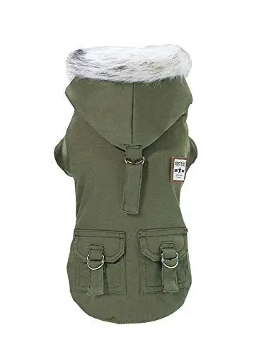 Produktbild: Rdc Pet Pet Hunde Kapuzenpullis Arbeitskleidung verdickter Hund insgesamt Hund Militäruniform Armee Sweater Baumwolljacke Pelzmantel für kleine Hund mittlere Hund (Grün,M)