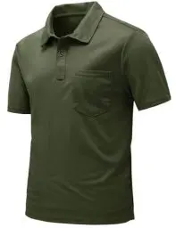 Produktbild: Rdruko Poloshirt Herren Kurzarm mit Brusttasche Polohemd T-Shirts Sommer Golf Polo Shirt Slim Fit für Männer-Armeegrün L
