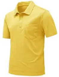 Produktbild: Rdruko Poloshirt Herren Kurzarm mit Brusttasche Polohemd T-Shirts Sommer Golf Polo Shirt Slim Fit für Männer-Gelb L