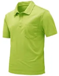 Produktbild: Rdruko Poloshirt Herren Kurzarm mit Brusttasche Polohemd T-Shirts Sommer Golf Polo Shirt Slim Fit für Männer-Gelblichgrün XL