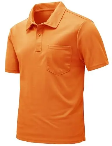 Produktbild: Rdruko Poloshirt Herren Kurzarm mit Brusttasche Polohemd T-Shirts Sommer Golf Polo Shirt Slim Fit für Männer-Orange 3XL