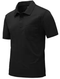 Produktbild: Rdruko Poloshirt Herren Kurzarm mit Brusttasche Polohemd T-Shirts Sommer Golf Polo Shirt Slim Fit für Männer-Schwarz L