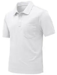 Produktbild: Rdruko Poloshirt Herren Kurzarm mit Brusttasche Polohemd T-Shirts Sommer Golf Polo Shirt Slim Fit für Männer-Weiß XL