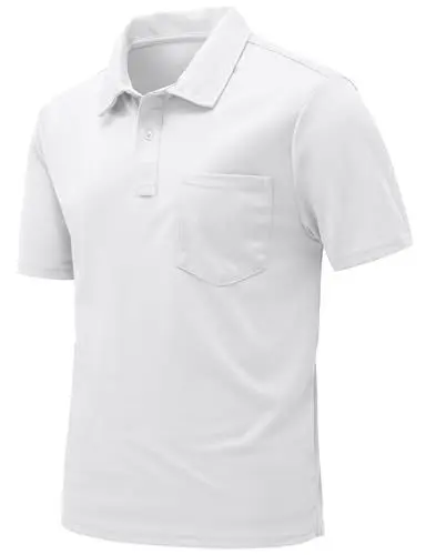 Produktbild: Rdruko Poloshirt Herren Kurzarm mit Brusttasche Polohemd T-Shirts Sommer Golf Polo Shirt Slim Fit für Männer-Weiß XL