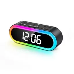 Produktbild: REACHER Bunter LED Digital Wecker mit 2 Weckzeiten, Buntes Nachtlicht, Laut, Snooze, Dimmbar, 7 Wecktöne, Einstellbare Wecklautstärke, mit Wochentag, Timer, Kompaktuhr für Nachttisch, Netzbetrieben…