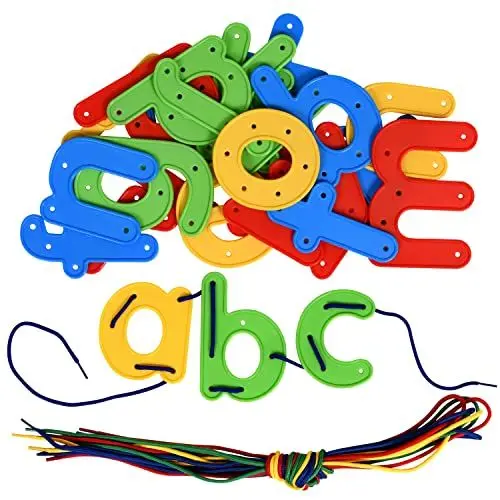 Produktbild: READY 2 LEARN Schnür-Alphabet - Kleinbuchstaben - 26 Buchstaben - 8 Schnüre- Fädelspielzeug für 3, 4, 5, 6 jährige Kinder - Feinmotorik, Buchstabenerkennung und frühe Rechtschreibung