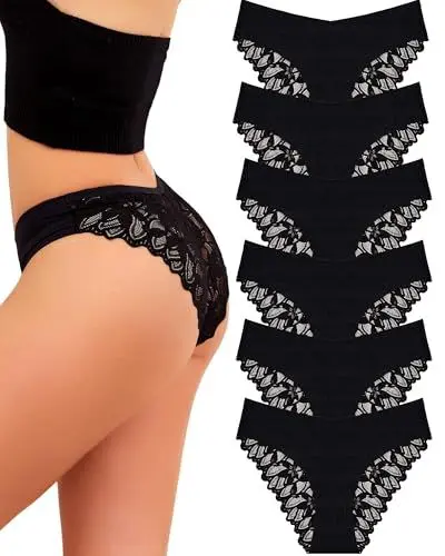 Produktbild: READY TO LOVE Unterhosen Damen Seamless Slips Nahtlos Brazilian Slip Spitze Hipster Unterwäsche Frauen Sexy Set Mehrpack