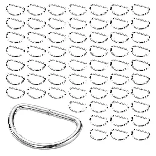 Produktbild: ReaJoys D Ringe 60 Stück Metall D-Ring Schnalle 25mm Halbringe D Ringe Klein für Rucksackschnalle Handtasche Gurt und Bastelzubehör