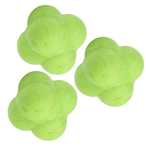 Produktbild: Reaktionsball, Koordinationsreflex-Übungsball, 3 Stück, 2,8 X 2,2 X 2,2 Zoll, Hex-Bounce-Reaktions-Fitnessball für Boxen, Volleyball, Softball, Baseball (Green)