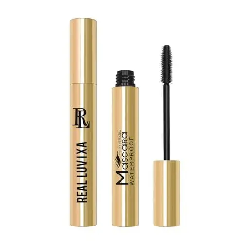 Produktbild: REAL LUVIXA Schwarze Wimperntusch, Wasserfeste Mascara, schwarze Wimperntusche für extrem lange Wimpern, Black Waterproof, Noir, 10ml