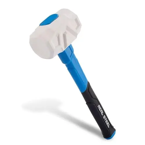 Produktbild: Real Steel Gummihammer, 450g Schonhammer mit Rutschfestem Gummigriff für Bodenbeläge, Holzbearbeitung, Pflastersteine 0319