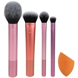 Produktbild: Real Techniques Everyday Essentials + Make-up-Schwamm-Set, Make-up-Pinsel und Make-up-Mixer-Schwamm, für Foundation, Rouge, Bronzer, Lidschatten und Puder, 5-teiliges Set
