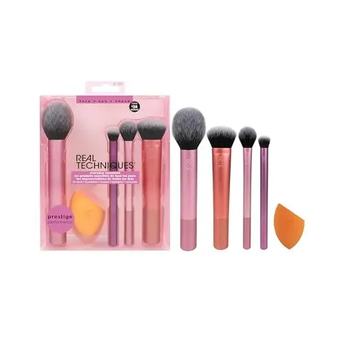 Produktbild: Real Techniques Everyday Essentials + Make-up-Schwamm-Set, Make-up-Pinsel und Make-up-Mixer-Schwamm, für Foundation, Rouge, Bronzer, Lidschatten und Puder, 5-teiliges Set