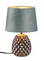 Produktbild: Reality Leuchten Tischleuchte Ariana R51531015, Sockel Keramik Grün, Schirm Samt Grün/Goldfarbig, exkl. 1x E14