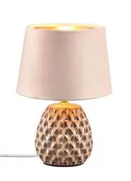 Produktbild: Reality Leuchten Tischleuchte Ariana R51531044, Sockel Keramik Beige, Schirm Samt Beige/Goldfarbig, exkl. 1x E14