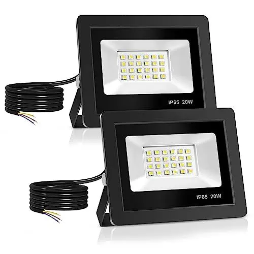 Produktbild: Realky LED Strahler Außen,(2 Stück) 20W LED Fluter 24 LED Solarleuchten IP65 Wasserdichte, 2000LM Außenstrahler 6000K Kaltweiß Scheinwerfer, Ideale Aussenleuchte für Garten, Innenhöfe