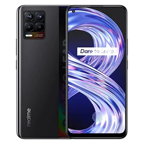 Produktbild: realme 8 Smartphone ohne Vertrag, 64MP AI-Quad-Kamera Android Handy, 6,4 Zoll Super AMOLED Display, 30W Dart Charge, Starker 5000mAh Akku, Dual Sim, NFC, 4+64GB, Cyber Black