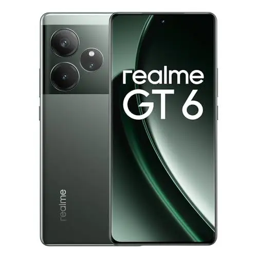 Produktbild: realme GT6 Smartphone 5G 12+256 GB, Snapdragon 8s Gen 3 Chipset, 6000nit Ultra Bright Display, Sony LYT-808 OIS Camera, 120W SUPERVOOC Charge, 5500mAh Massive Battery, Razor Green(no Adapter)
