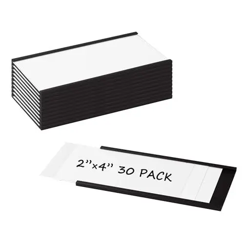 Produktbild: Realth Magnetische Etikettenhalter | 30 Stück C-Kanal Magnet -Etiketten | 50MM X 100MM | Beschreibbar Schmutzfrei Abnehmbar für Whiteboard Metall Hängeschränke und Schubladen(MLH2430)