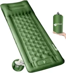 Produktbild: Realtopdo Isomatte Selbstaufblasend Camping, 12CM hoch Camping Isomatte Kleines Packmaß mit Fußpumpe und Kopfkissen, Wasserdicht Aufblasbare Luftmatratze Camping Matratze für 4 Jahreszeiten
