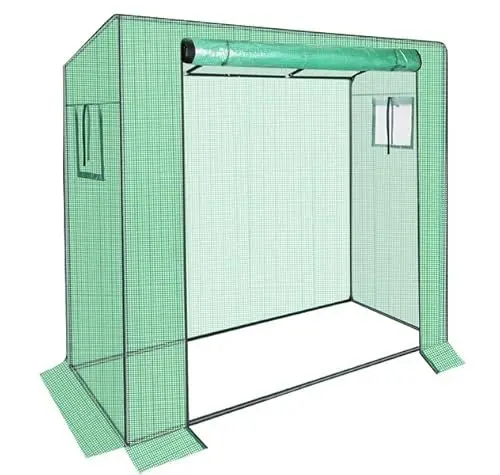 Produktbild: REAWOW Tomaten Gewächshaus 200 x 77 x 169/156 cm mit PE-Abdeckung und Fernster Tomatenhaus Tomatengewächshaus Ganzmetallrahmen kleines gewächshaus Robust Einfac