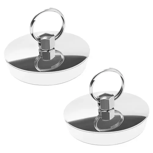 Produktbild: Rebanky 2 Stück Badewannenstöpsel, 42-46mm Stöpsel Badewanne, Waschbeckenstöpsel Gummi, Abflussstopfen Waschbecken, Edelstahl Stöpsel für Spülbecken, Badewannen, Waschbecken