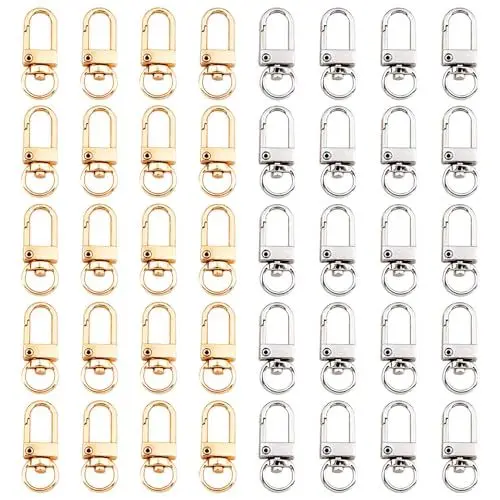 Produktbild: Rebanky 40 Stück Karabinerhaken Metal Hummer Krallenverschlüsse, Karabinerhaken mit Drehgelenk, Trigger Snap Hook, 360° Drehbar Karabinerhaken, Karabinerhaken mit Drehgelenk für DIY Taschen Basteln
