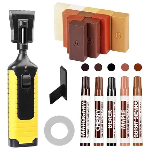 Produktbild: Laminat Reparaturset,24pcs Hartholz Möbel Vinyl Reparaturset,DIY Parkett Reparaturset Markierungen,11 Farben Hartwachs Holz Reparaturset,Deckt Laminatboden Flecken,Loch,Kratzer,Risse