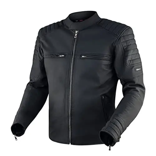 Produktbild: REBELHORN Hunter Pro Motorradjacke Herren | Leder | CE-Level 2 Ellbogen und Schulterprotektoren | 2 Belüftungskanäle | 4 Taschen