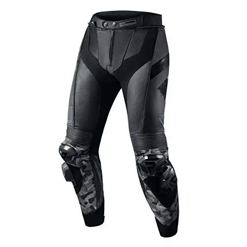 Produktbild: REBELHORN Rebel Motorradhose Herren | Leder | Knie, Hüft und Steißbein Protektoren | Austauschbare Knieschieber | Perforierte Paneele
