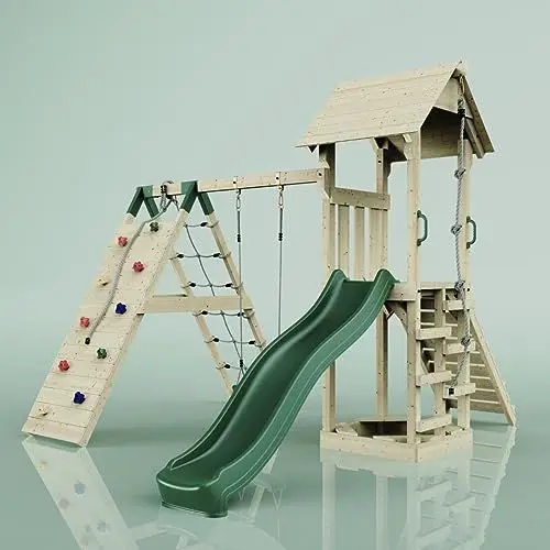 Produktbild: Rebo Spielturm Trondheim in Dunkelgrün Babyschaukel