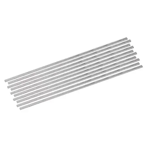 Produktbild: Rebower 304 Edelstahl Massiver Rundstab, (für Durchschläge, verschiedene Wellen, DIY Handwerk, Modellflugzeug, Modellschiff, Modellautos) - 3mmx250mm / Silberton / 10 Stück