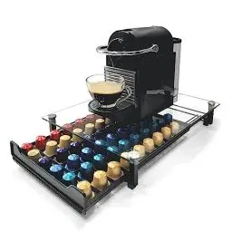 Produktbild: RECAPS Coffee Pod Holder Aufbewahrungsschublade Kompatibel mit Nes OriginalLine Coffee Pods Küchenorganisator Schwarz Hält 60 Pods
