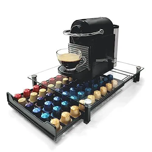 Produktbild: RECAPS Coffee Pod Holder Aufbewahrungsschublade Kompatibel mit Nes OriginalLine Coffee Pods Küchenorganisator Schwarz Hält 60 Pods