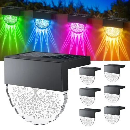 Produktbild: RECHOO Solarlampen für Außen Garten, 6 Stück Solarleuchten für Außen mit Warmweiß/Farbwechseln/Feste Farbe Modi, IP65 Wasserdicht Weihnachtsbeleuchtung Außen für Garten Zaun Treppen Wand Balkon Deko
