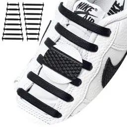 Produktbild: RECKNEY Schnürfreie Schnürsenkel für Kinder und Erwachsene, Silikon, flache Schnürsenkel für Sportschuhe, einfach, elastisch, für Laufschuhe - Schwarz