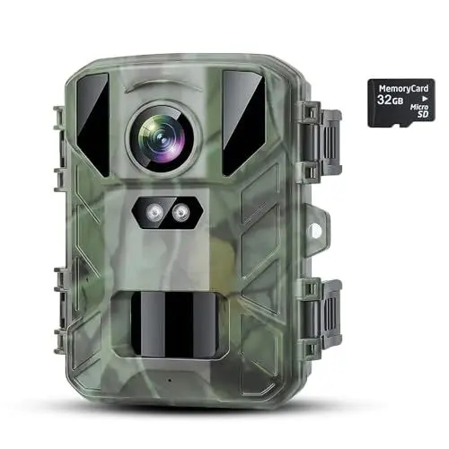 Produktbild: RecorCam Mini Wildkamera 24MP 1080P HD Wildtierkamera 850nm IR LEDs Wildkamera mit Nachtsicht Bewegungsmelder Nachtsichtkamera IP66 Wasserdicht Jagdkamera