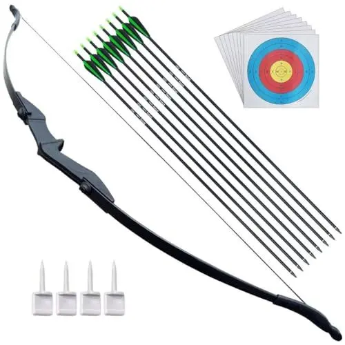 Produktbild: Pfeil und Bogen für Erwachsene,30lbs 40lbs Recurvebogen Set mit 8 Pfeil,Junior Anfänger Outdoor Bogenschießen Langbogen Rechts und Linkshänder Jagd Zielübungen