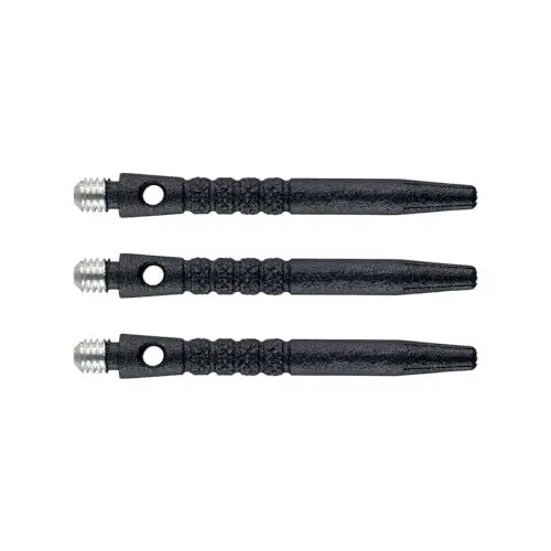 Produktbild: RED DRAGON Hip-Grip Mittlere, gerändelte Dartschäfte aus schwarzem Graphit aus Aluminium (Schaft) - 2 Sätze pro Packung (insgesamt 6 Stiele)